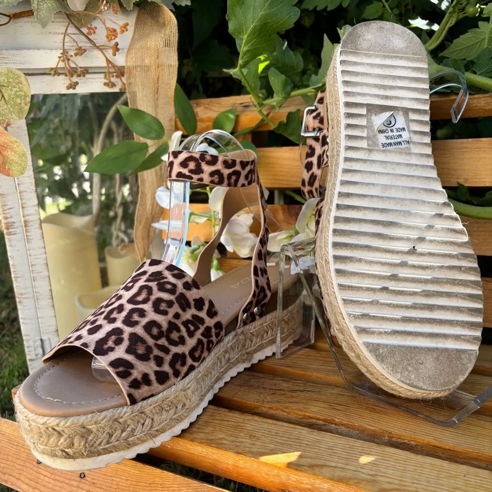 Soda Leopard Print‎ Espadrille Sandals